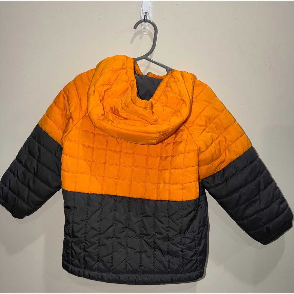 Columbia Kids 3T Hooded Puffer Jacket Orange Black Full Zip Winter Outerwear - Picture 3 of 6